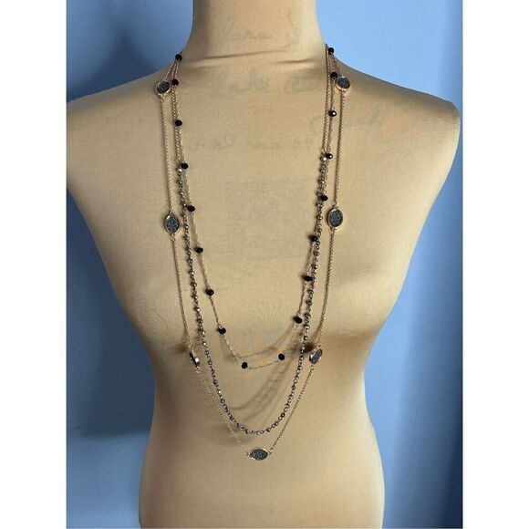 Vintage Charming Charlie Goldtone 3-Strand Necklace 18” - Picture 4 of 5